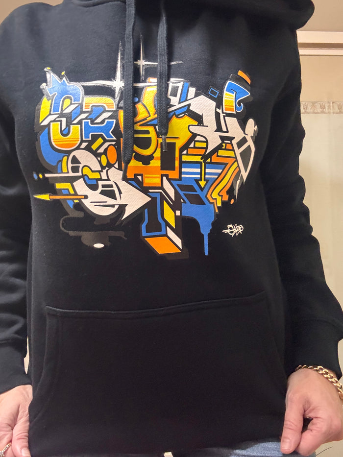 Crush City X Akuzer Stencil Hood - Black