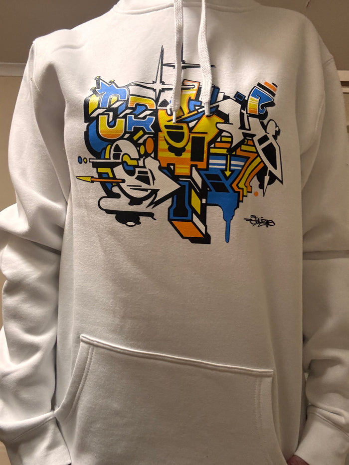 Crush City X Akuzer Stencil Hood - White