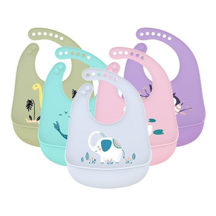 Adjustable Silicone Baby Bib – Multiple Designs