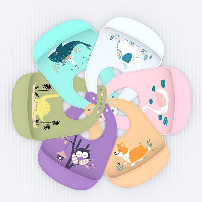 Adjustable Silicone Baby Bib – Multiple Designs