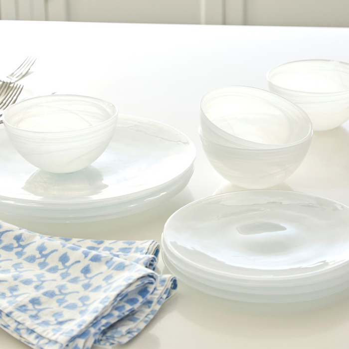 Alabaster White Dinner Set- | Mariposa