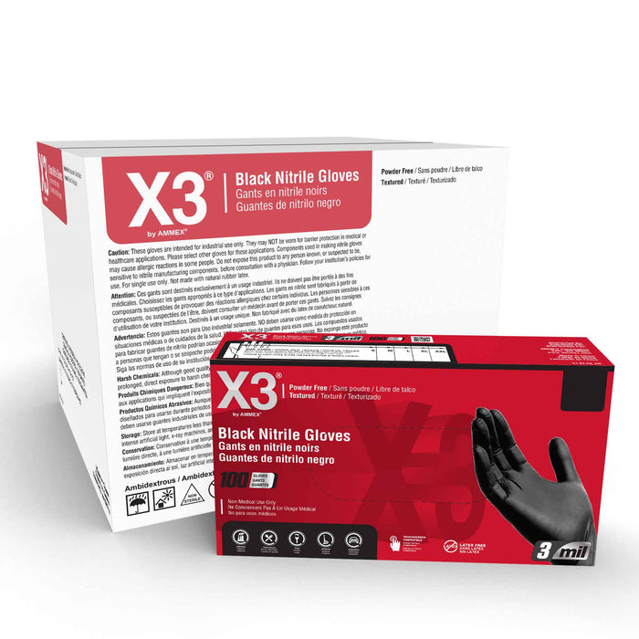 AMMEX® BX3 Black Nitrile Industrial Glove - NYDIRECT
