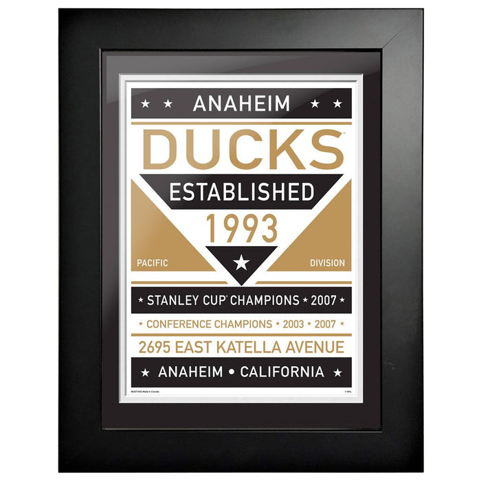 Anaheim Ducks 12 x 16 Dual Tone Framed Sign