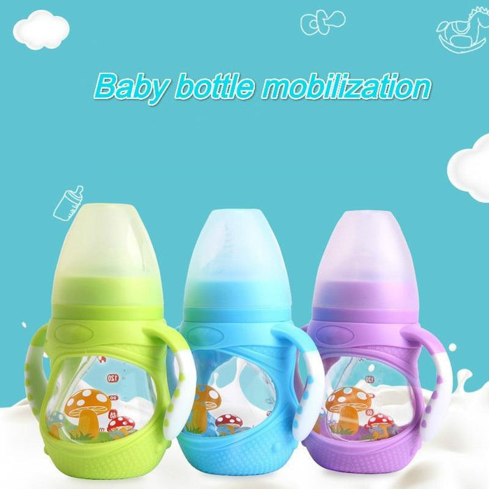 Anti-Colic Silicone Baby Feeding Bottle - Wide Mouth, BPA-Free, 240ml - Multiple Colors