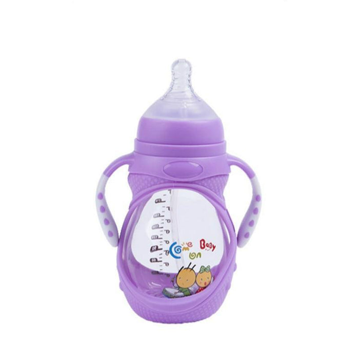 Anti-Colic Silicone Baby Feeding Bottle - Wide Mouth, BPA-Free, 240ml - Multiple Colors