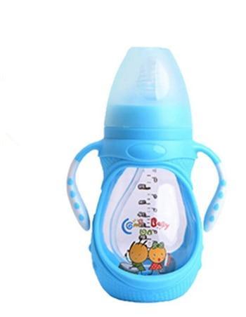 Anti-Colic Silicone Baby Feeding Bottle - Wide Mouth, BPA-Free, 240ml - Multiple Colors