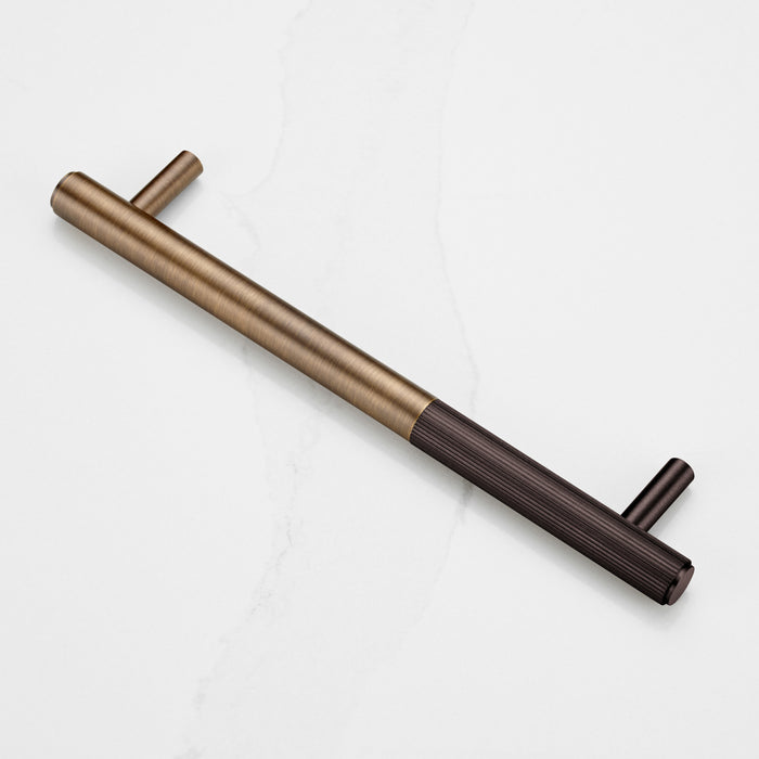 Antique Brass Linear Cabinet Handle with Tip in Bronze – product view 2