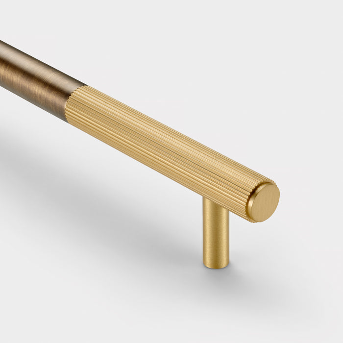 Antique Brass Linear Cabinet Handle with Tip in Gold