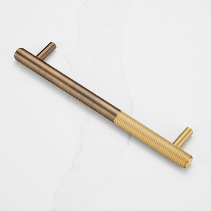 Antique Brass Linear Cabinet Handle with Tip in Gold – product view 2