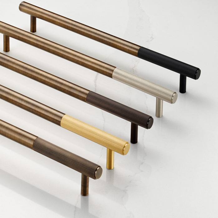 Antique Brass Linear Cabinet Handle with Tip in Gold – product view 5