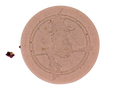 pink clay colored soap speckled with herbs with Witch Baby logo on top