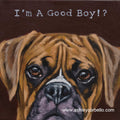 Ashley Corbello - 6"x 6" Woodblock Print - "I'm a Good Boy?!"