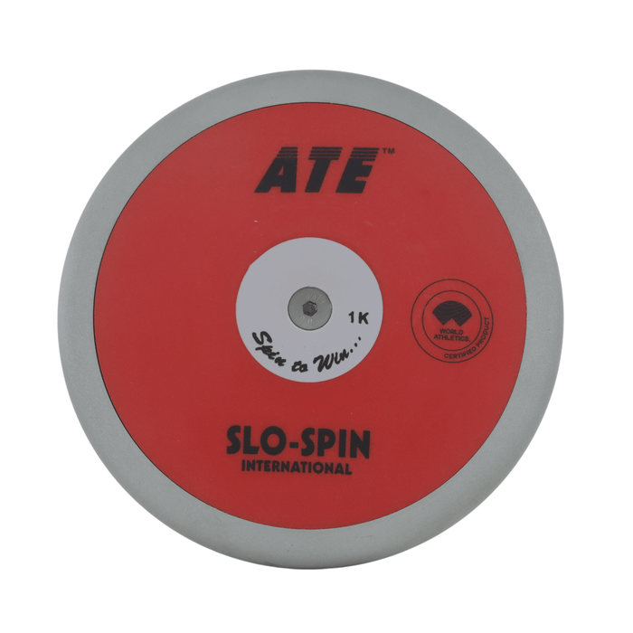 ATE Slo Spin International Discus | Red Plates with light Grey centre and Terragrip rim | 1kg