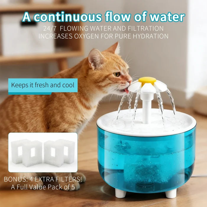 Automatic Pet Water Fountain – Ultra-Quiet USB Drink Dispenser with 4 Replacement Filters