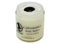 white body butter in 4 oz glass jar with clear label that reads: Cafeomancy Body Butter. Autumn Edition.