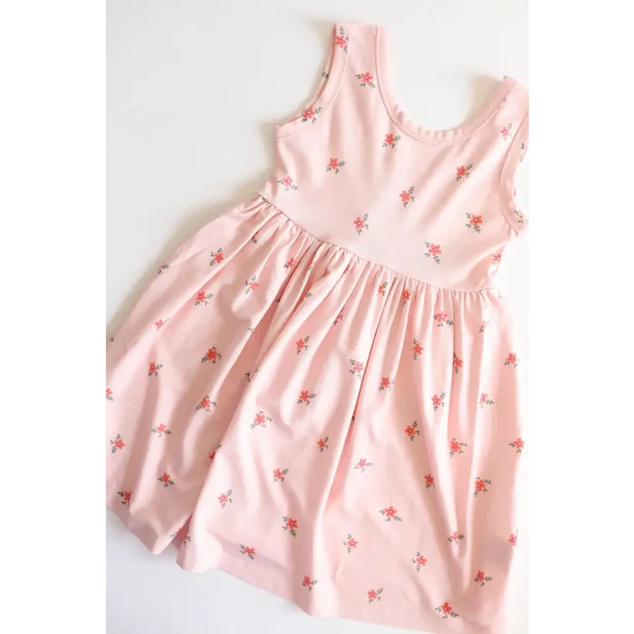 Bamboo Adventure Daisy Twirl Dress (Pink with Floral Print)