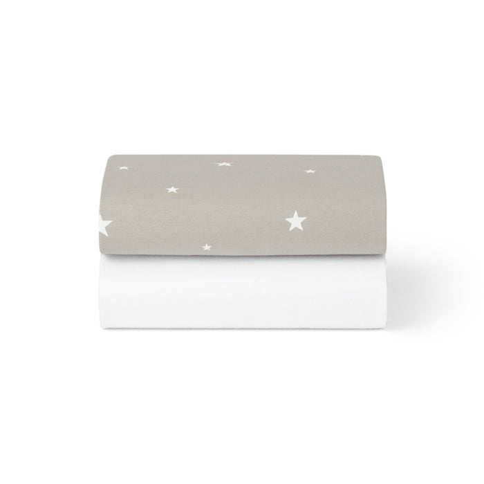 Snuz US Fitted Sheets Bassinet 2 Pack Fitted Sheets - Gray Star Bassinet 2 Pack Fitted Sheets - Gray Star