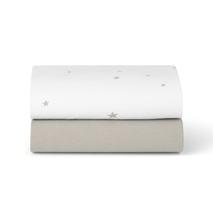 Snuz US Fitted Sheets Bassinet 2 Pack Fitted Sheets - White Star Bassinet 2 Pack Fitted Sheets - White Star