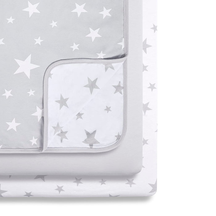 Snuz US Bedding Set Bassinet 3 Pack Fitted Sheets - Gray Star Crib Bedding With Stars | Snüz Bassinet Bedding Set 3 pc