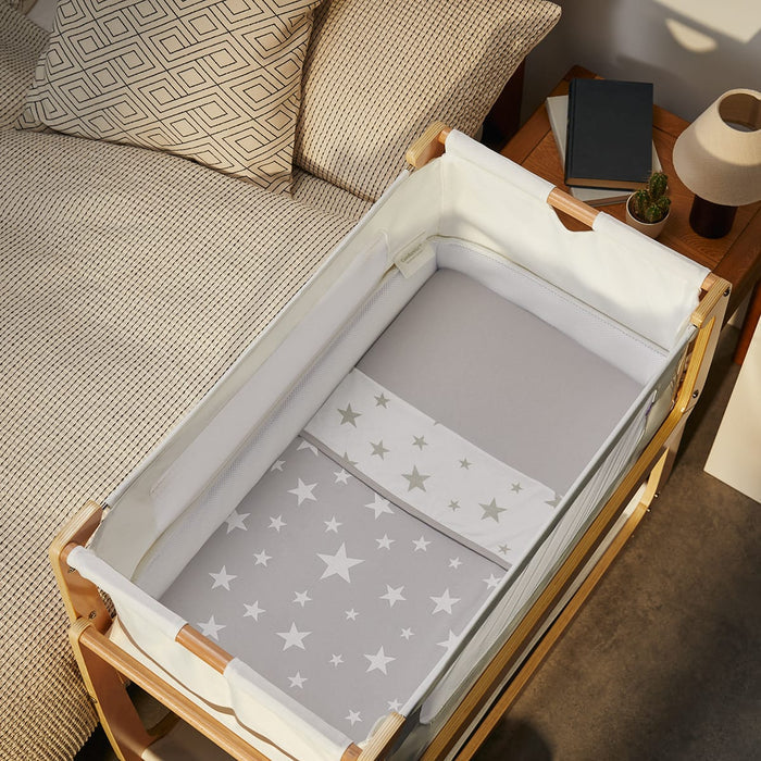 Snuz US Bedding Set Bassinet 3 Pack Fitted Sheets - Gray Star Crib Bedding With Stars | Snüz Bassinet Bedding Set 3 pc