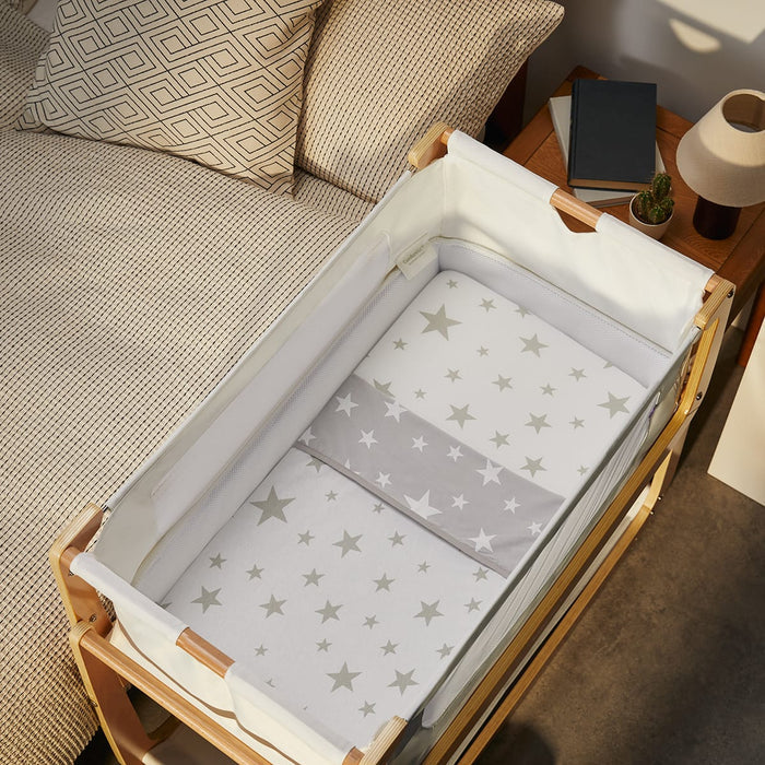 Snuz US Bedding Set Bassinet 3 Pack Fitted Sheets - Gray Star Crib Bedding With Stars | Snüz Bassinet Bedding Set 3 pc