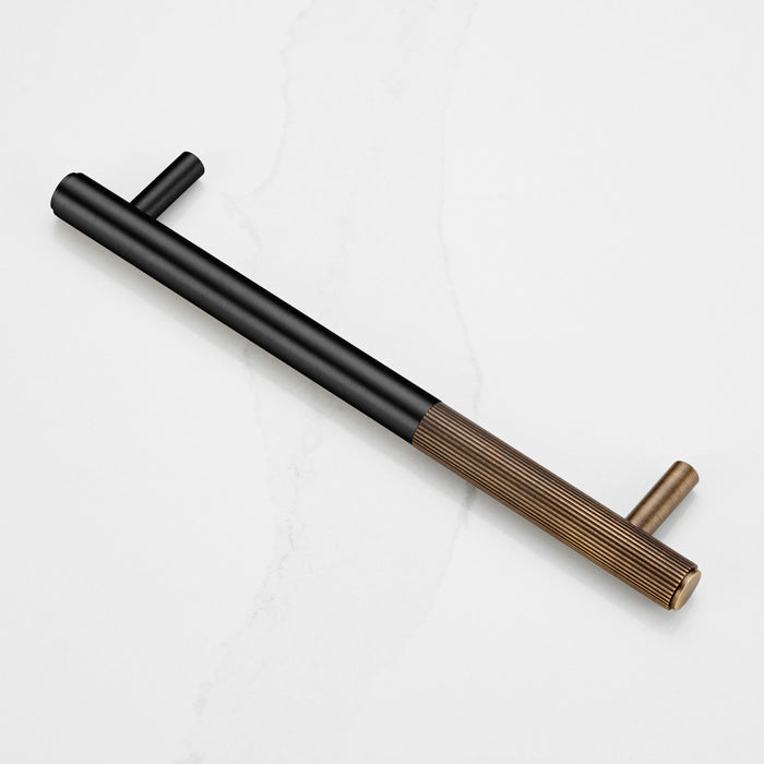 Black Brass Linear Cabinet Handle with Tip in Antique – product view 2
