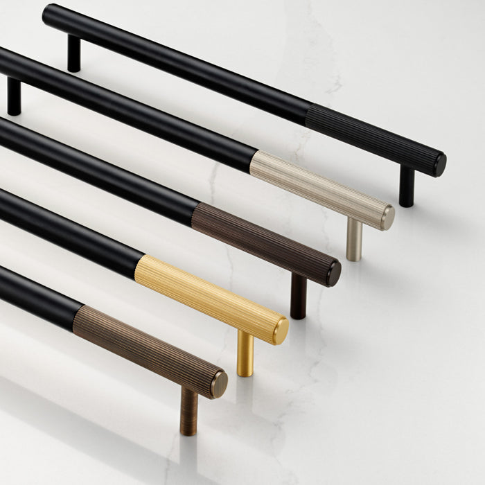 Black Brass Linear Cabinet Handle with Tip in Gold – product view 5