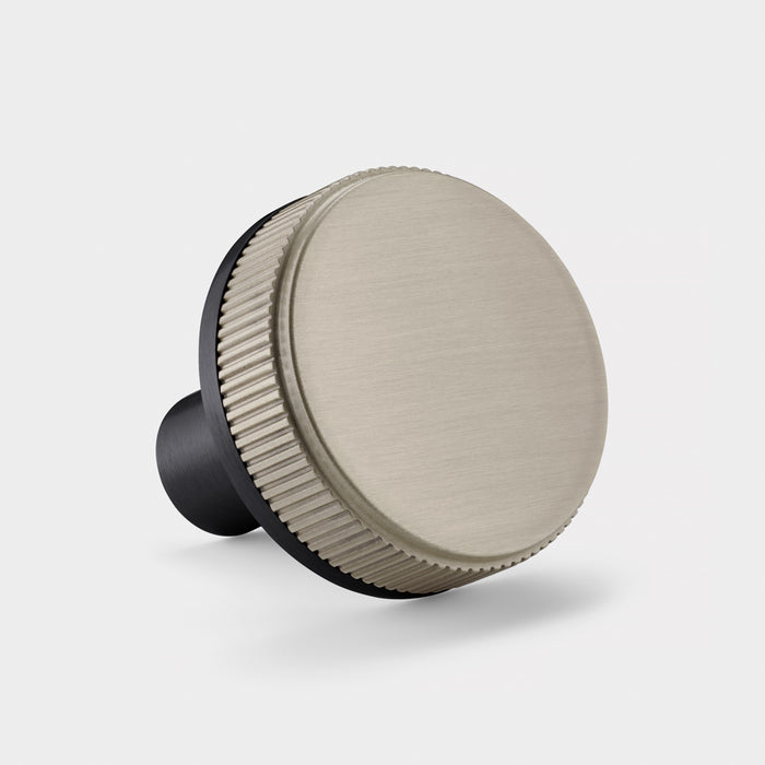 Black Brass Linear Door Knobs with Tip In Silver