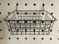 black wire hanging basket for wooden pegboard by kreisdesign