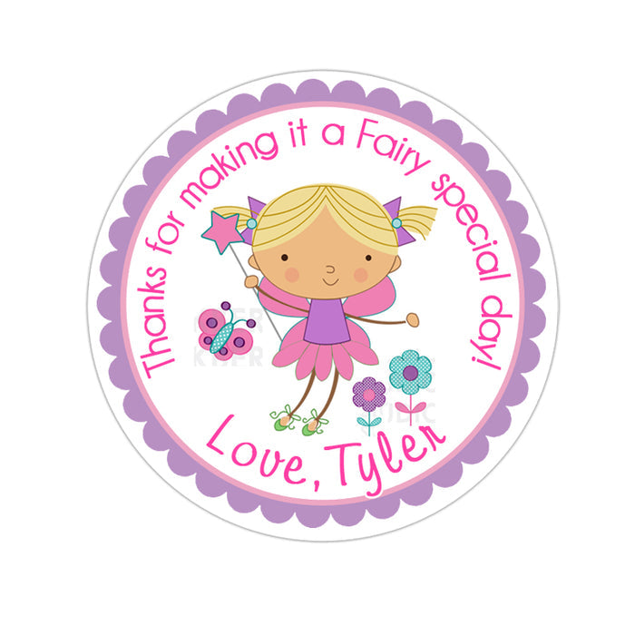 Blonde Hair Garden Fairy Personalized Sticker Birthday Stickers - INKtropolis