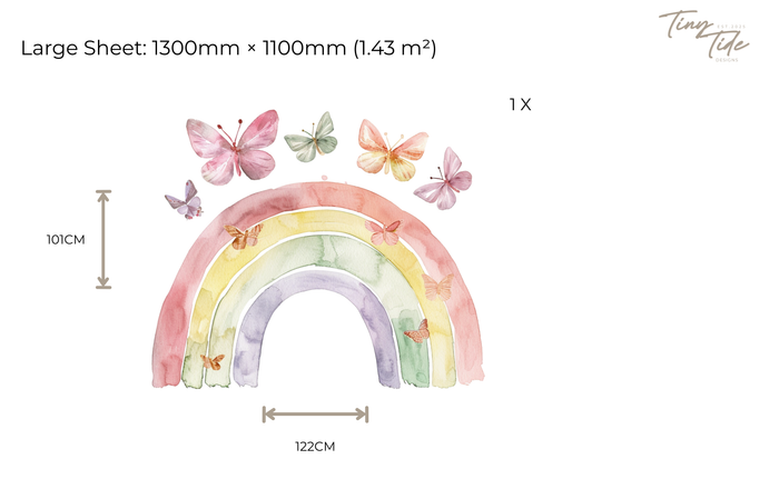Boho Rainbow with Butterflies Wall Stickers Set