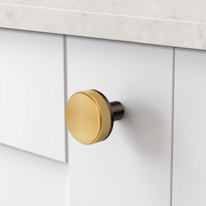 Bronze Brass Linear Door Knobs with Tip In Gold – product view 2