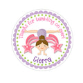 Brown Hair Girl Gymnastic Personalized Sticker Birthday Stickers - INKtropolis