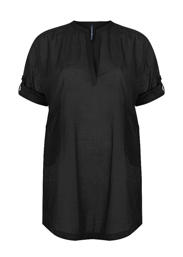 Capriosca Cotton Overshirt - Black
