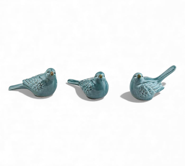 Ceramic Blue Bird Figurine (Set 3)