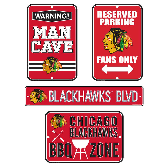 Chicago Blackhawks Fan Four Pack Sign Set