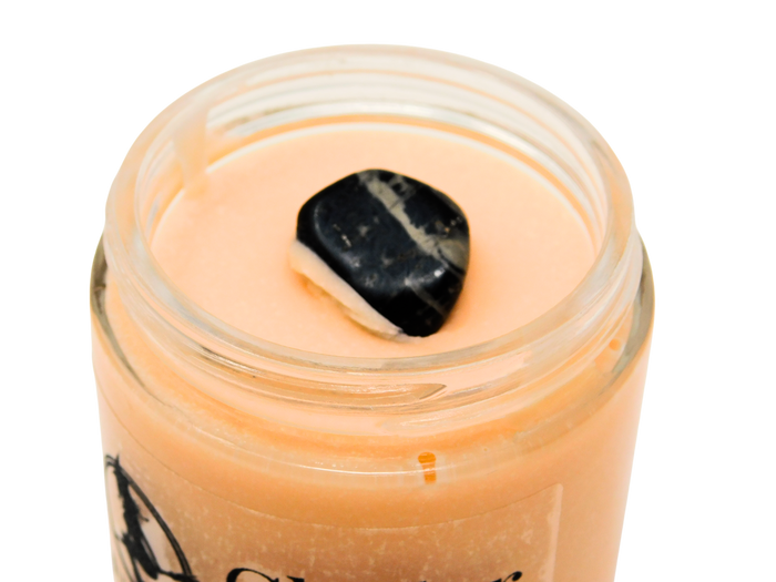 top view of black onyx on top of chiller body butter