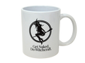 white coffee mug with Witch Baby logo that says Get Naked. Do Witchcraft.