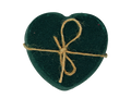 black heart shaped bath bomb with a cord tied in a bow