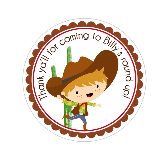 Cowboy Personalized Sticker Birthday Stickers - INKtropolis