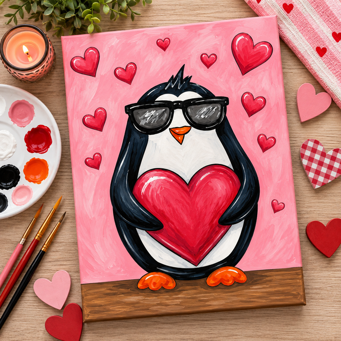 Cozy Cool Penguin with Heart