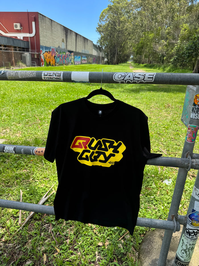 CrushCity + Puzle ‘EMU Farewell’ Collab Tshirt. Limited Edition of 150. Celebrating 15 years of Crush City- Black