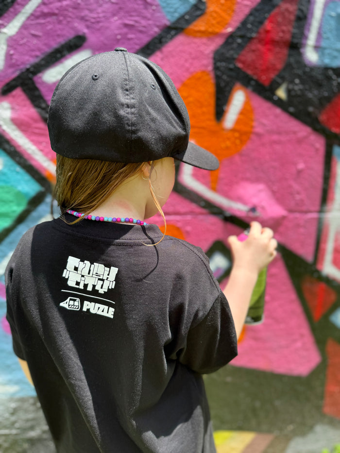 CrushCity + Puzle ‘EMU Farewell’ Collab Tshirt. Limited Edition of 150. Celebrating 15 years of Crush City- Black