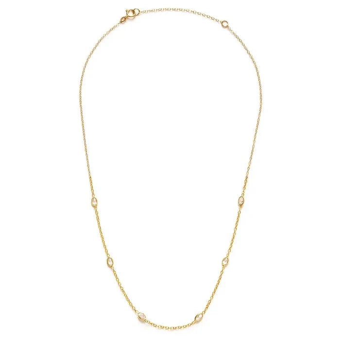 Crystal Station Chain Necklace