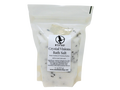 Crystal Visions bath salt in a stand up clear biodegradable pouch with label that says Crystal Visions Bath Salt, Weedy Gardens & Victorian Porches, directions for use and ingredients
