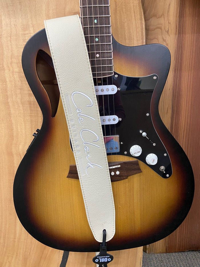 Deluxe Strap - Soft Leather Available in Cream - Embroidered Lettering