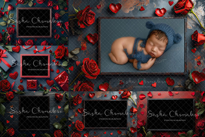 Digital  backgrounds  Ai generated V-day frames