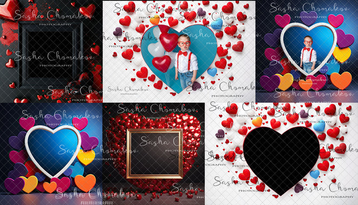 Digital  backgrounds  Ai generated V-day frames