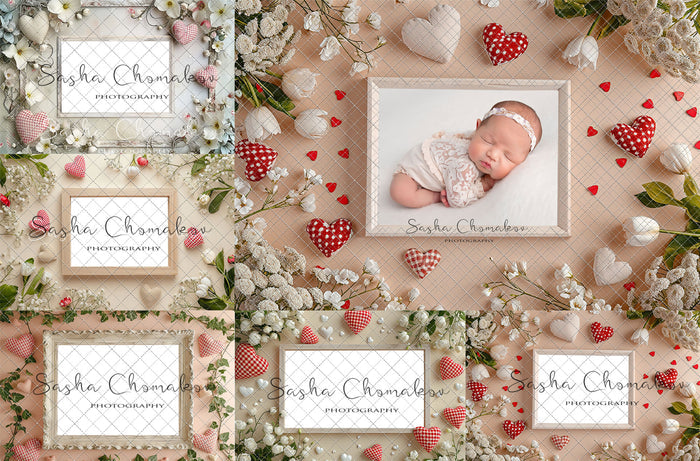 Digital  backgrounds  Ai generated V-day frames