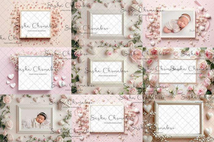 Digital  backgrounds  Ai generated V-day frames
